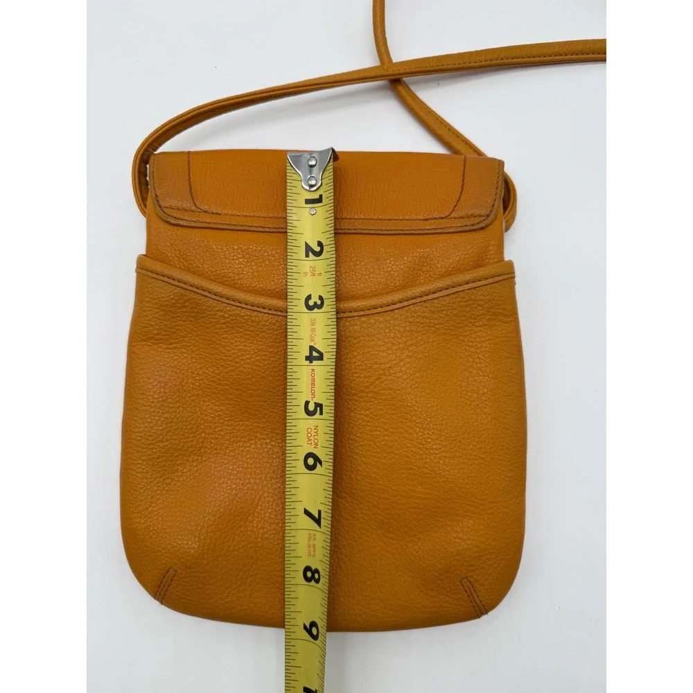 Tignanello Mustard Yellow Pebbled Leather Crossbody Bag Flap Messenger‎ Purse